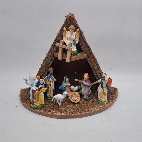 Vintage Wooden Nativity Scene Creche - Picture 1 of 11